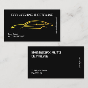 Car Detailing Techno Black Golden Business Card