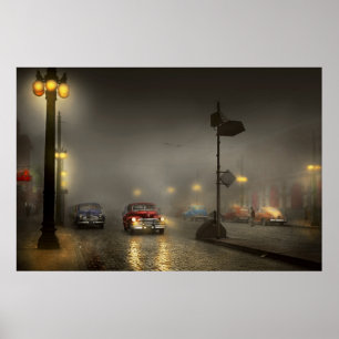 Car - Down a lonely road 1940 Poster