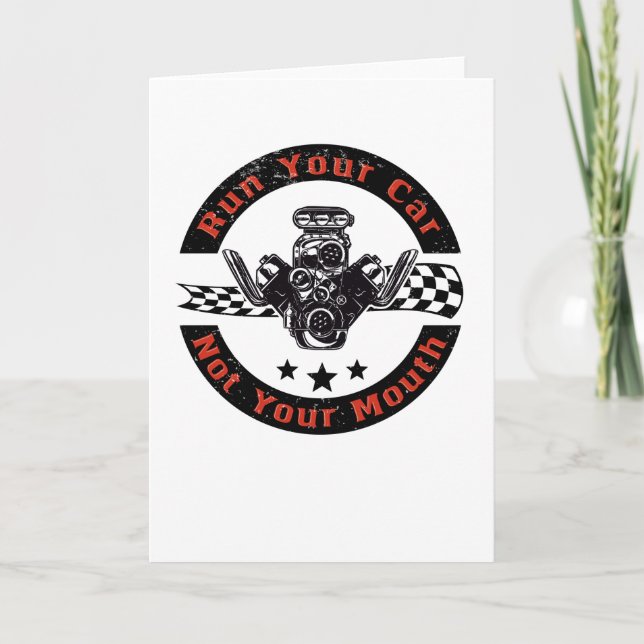 Car Drag Motor Racing Racing Car V8 Mechanic Fan Card (Front)