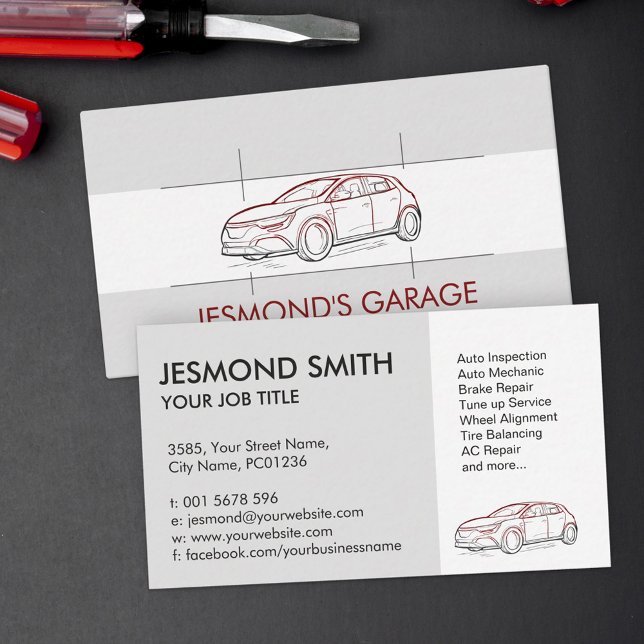 Car Drawing - Mechanic Repair Business Card (Creator Uploaded)