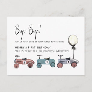 Car Drive by Quarantine 1st Birthday Parade Party Postcard