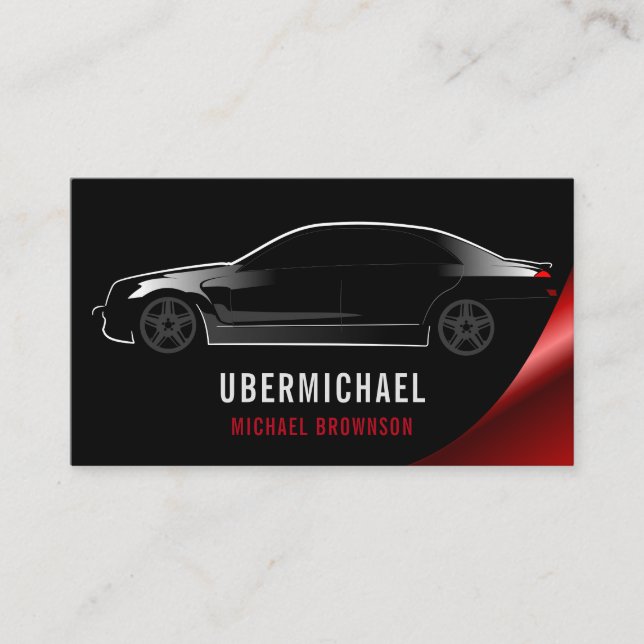 Car Driver Black Red Auto Repair Rent Office Business Card (Front)