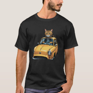 Car Driver Cat in Yellow Taxi Funny Graphic Cat Lo T-Shirt