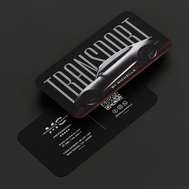 Car Driver Transport Chauffeur Modern Black Grey Business Card (Car Driver Transport Chauffeur Modern Black Grey Business Card
)