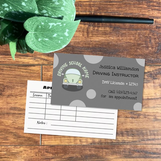 Car Driving Instructor Grey Appointment Card (Creator Uploaded)