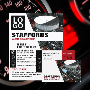 Car Engine, Auto Dealer Business Card