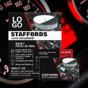Car Engine, Auto Dealer Business Card