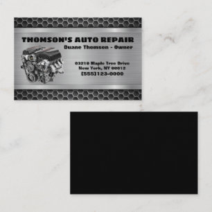 Car Engine Metal Design Automotive Mechanic Auto Business Card