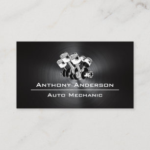 Car Engine   Metallic Brushed Business Card