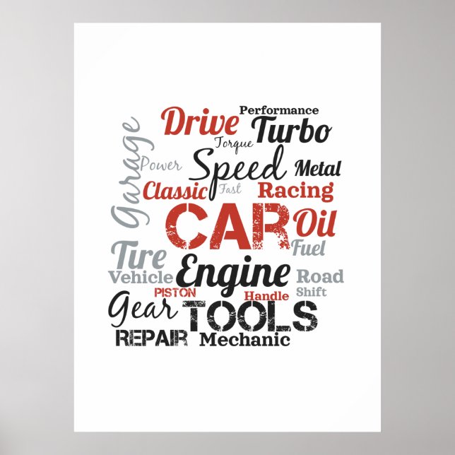 Car Enthusiast Word Cloud Poster (Front)