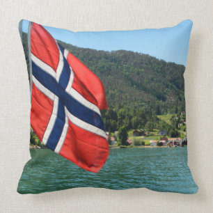 Car ferry in Norway throw pillow