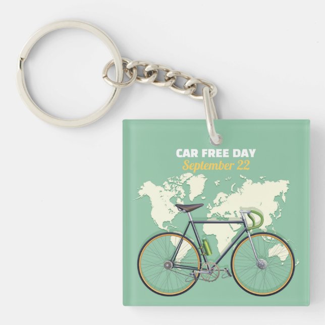Car Free Day September 22 Bicycle Key Ring (Front)
