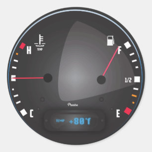 Car fuel and Temperature dashboard Dial Classic Round Sticker