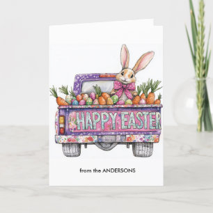 Car full with Easter Eggs and rabbit Holiday Card