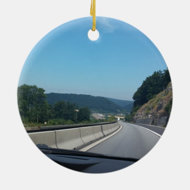 Car Holiday Mountains Europe Austria Photography Ceramic Ornament (Back)