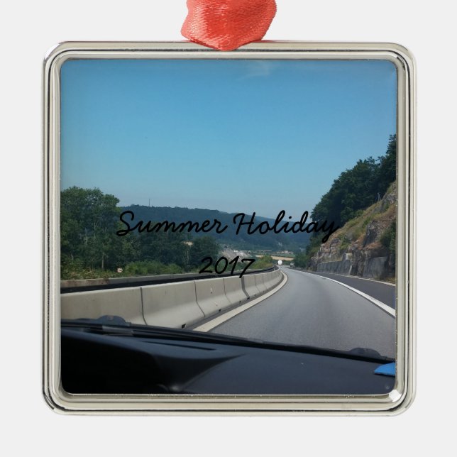 Car Holiday Mountains Europe Austria Photography Metal Ornament (Front)