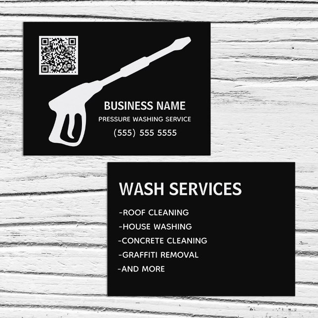 Car & House Power Wash QR Code Business Card (Pressure Power QR Business Cards)