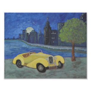Car In City Painting Photo Print