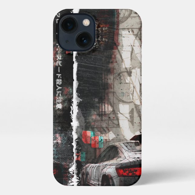 Car in Tokyo City iPhone 13 Slim Fit Case, Glossy Case (Back)