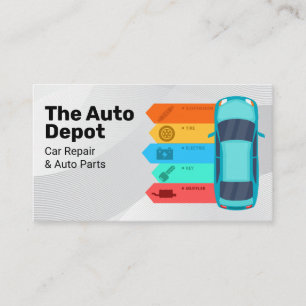 Car Infographic Auto Parts Services Business Card