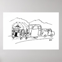 Car is Towing a Caravan and also a Greenhouse