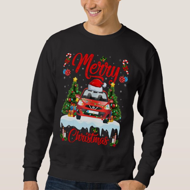 Car  Lights Xmas Tree Santa Car Christmas 1 Sweatshirt (Front)