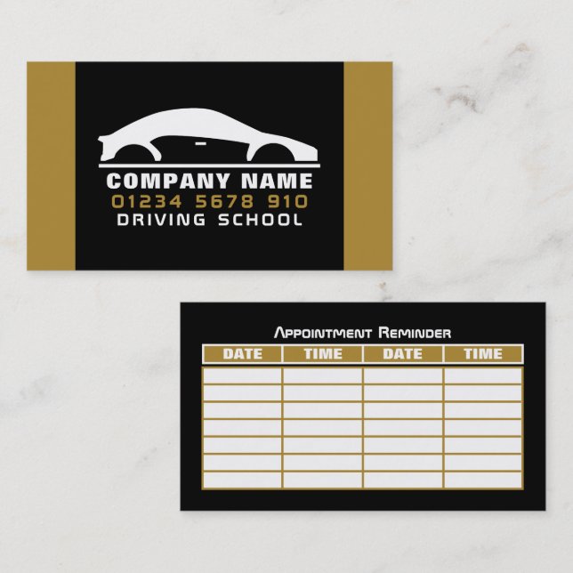 Car Logo, Driving School/Instructor Appointment Business Card (Front/Back)
