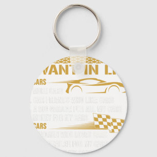 Car Lover Funny Gift - Ten Things I Want In Life C Key Ring