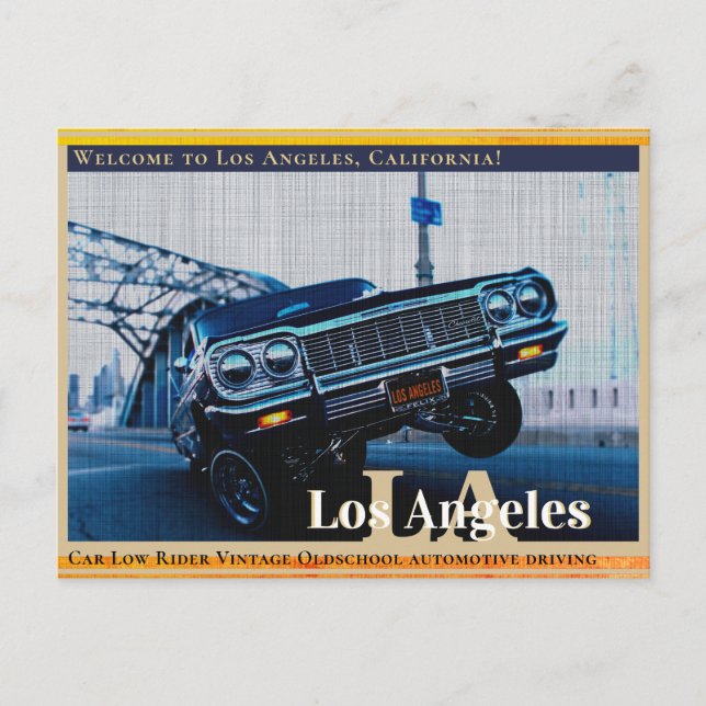 Car Low Rider Vintage Oldschool Automotive Driving Postcard (Front)