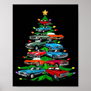 Car Madness Christmas Tree -clic Muscle And Hotrod Poster