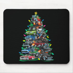 Car Madness Christmas Tree! Muscle Cars And Hotrod Mouse Pad