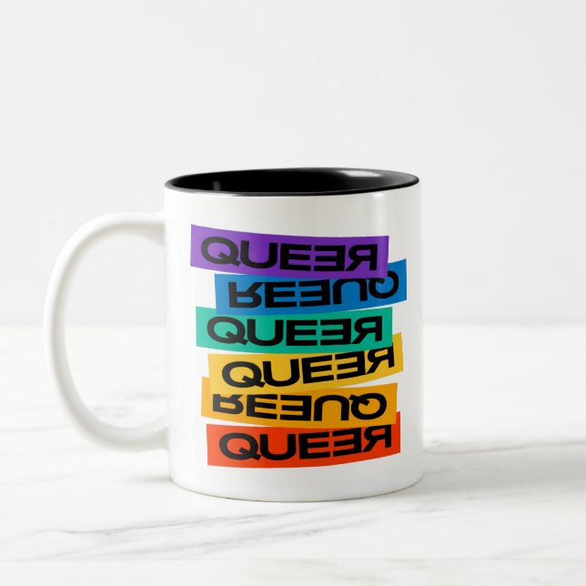 Car Magnet. LGBT+Pride. Queer.                Two-Tone Coffee Mug (Left)
