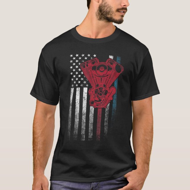 Car Mechanic 4th Of July  American Flag Usa  Ameri T-Shirt (Front)