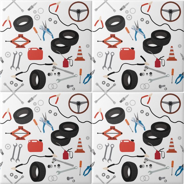 Car Mechanic Automotive Tools Theme Ceramic Tile (Car Mechanic Automotive Tools Theme Ceramic Tile)
