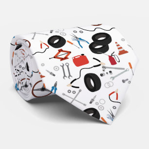 Car Mechanic Automotive Tools Theme Tie