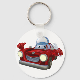 Car mechanic cartoon character key ring