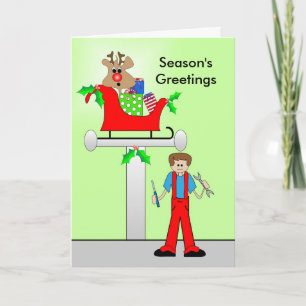 Car Mechanic Christmas Design Holiday Card