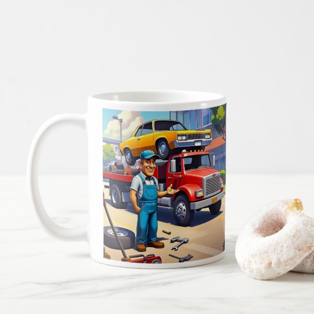 " CAR MECHANIC " COFFEE MUG (With Donut)