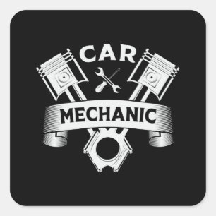 Car Mechanic Engine Mechanics Car Funny Gift Idea Square Sticker