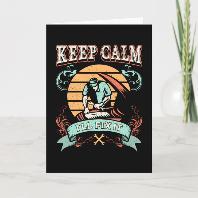 Car Mechanic Mechanics Keep Calm Funny Gift Idea Card (Front)
