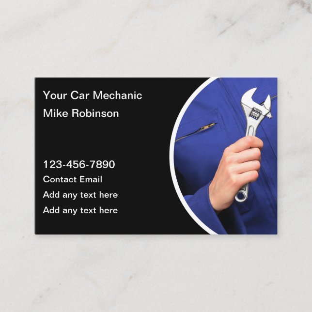 Car Mechanic Simple Business Cards (Front)