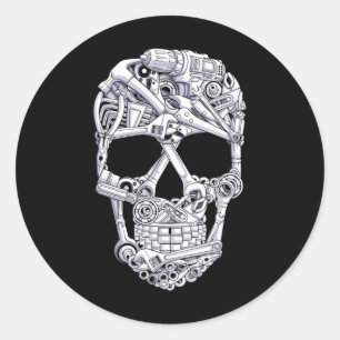 Car Mechanic Tools Skull Garage Halloween Costume Classic Round Sticker