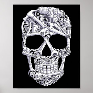Car Mechanic Tools Skull Garage Halloween Costume  Poster