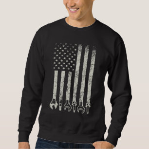 Car Mechanic Usa Flag Wrench And Spark Plug Cars Sweatshirt