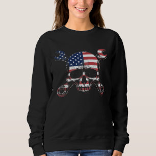 Car Mechanic USA Flag Wrench Garage Sweatshirt