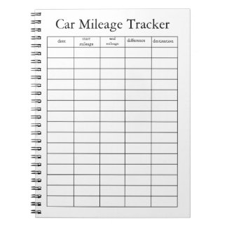 Car Mileage Tracker Notebook