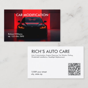 Car Modification Auto Custom QR Business Card