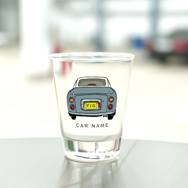 Car Name Lapis Gray Figaro Figarations Shot Glass (A fun figgy shot glass with space for your car name )
