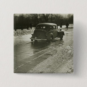 Car on the Road 15 Cm Square Badge