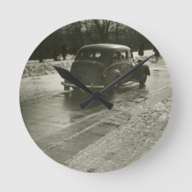 Car on the Road Round Clock (Front)